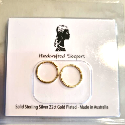 Genuine 22ct Gold Plated Sleepers on Sterling Silver Earrings 12mm