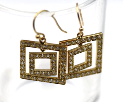 Kaedesigns 9ct 9k 375 Yellow Gold Square Hook Earrings