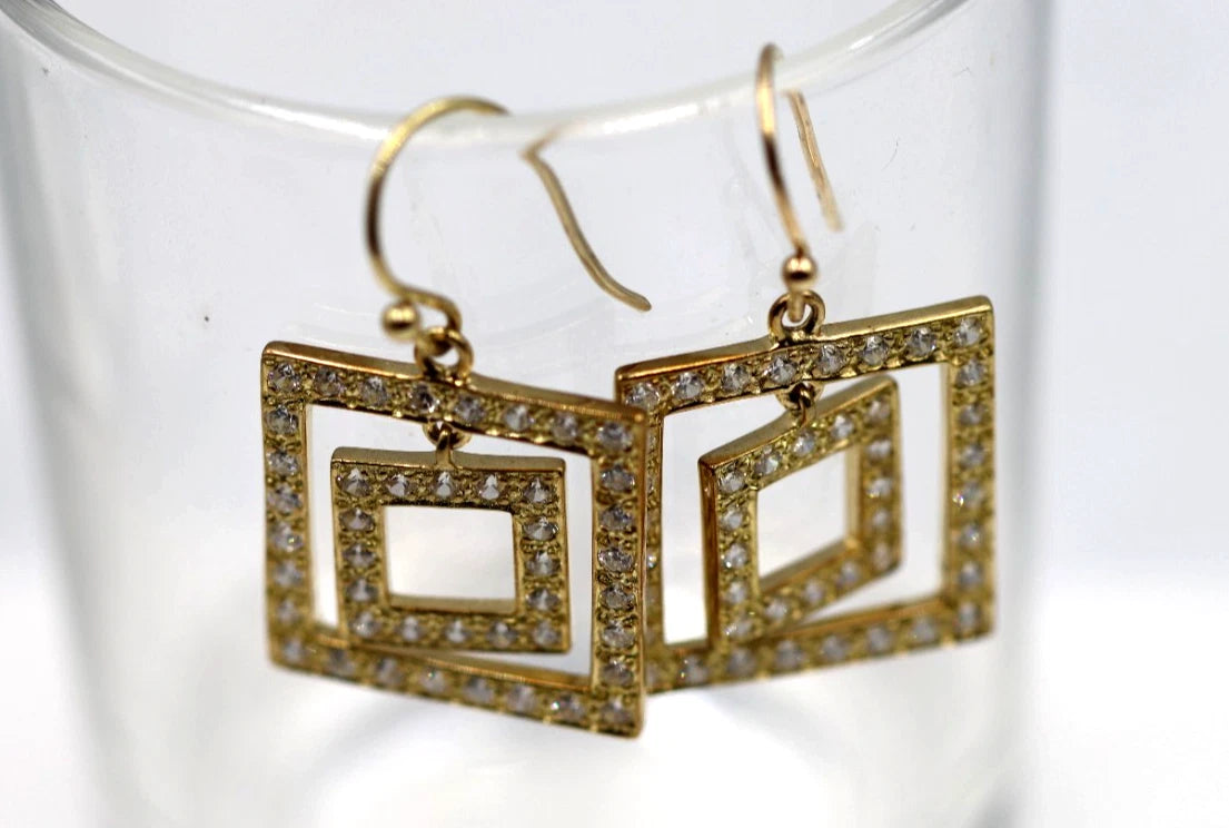 Kaedesigns 9ct 9k 375 Yellow Gold Square Hook Earrings