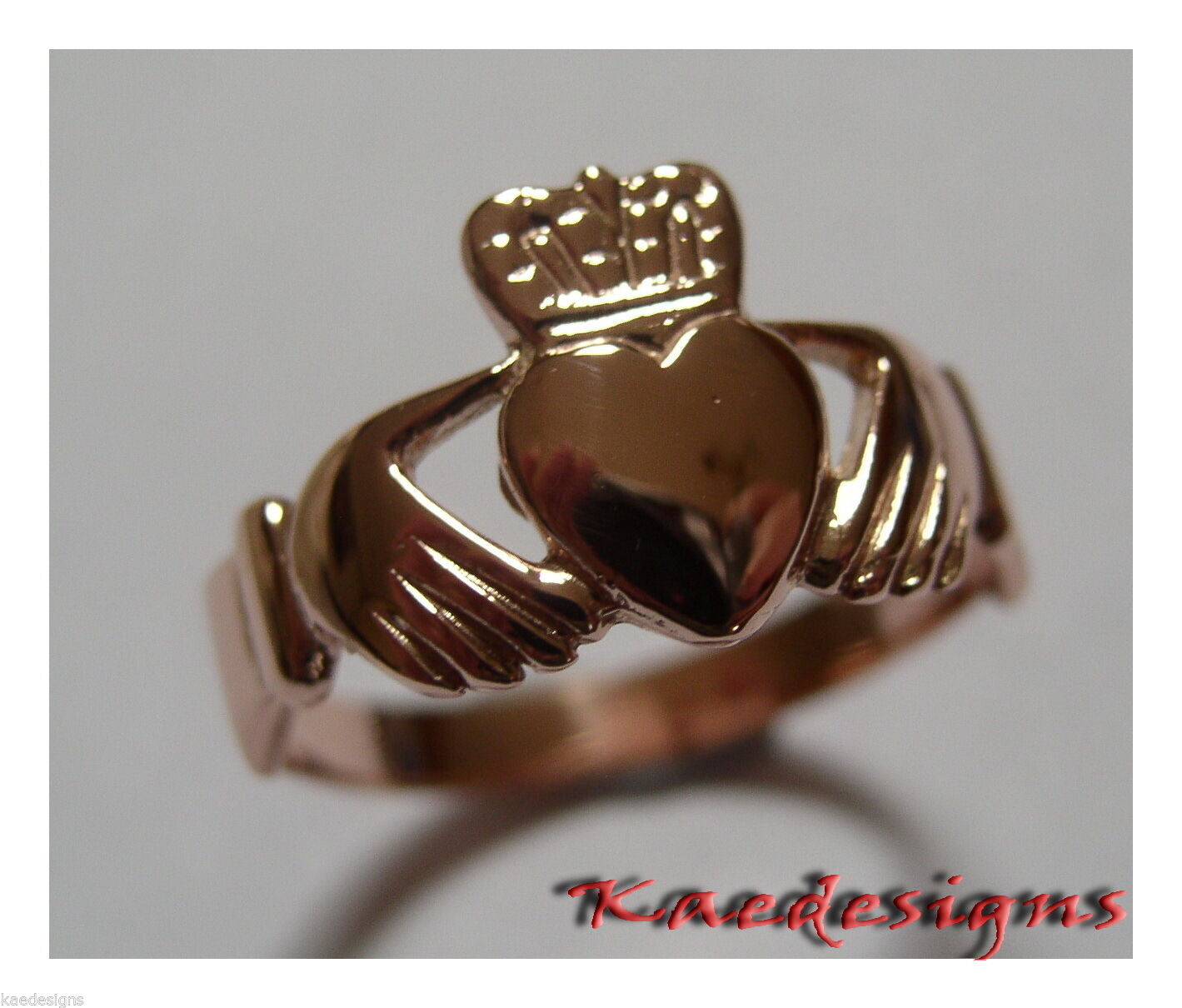 Genuine Solid 9ct 9kt Heavy Yellow, Rose or White Gold Extra Large Irish Claddagh Ring - Choose your size