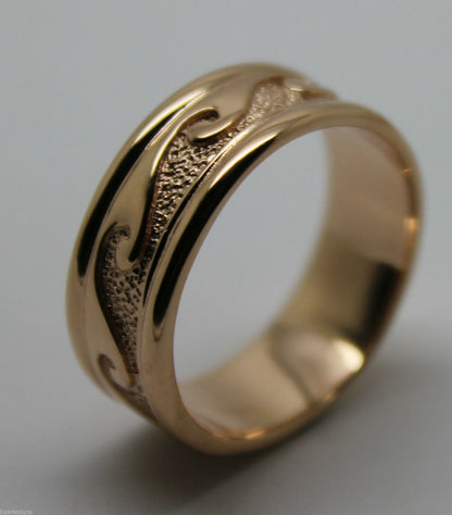 Size O 258 Genuine Solid New 9ct 9kt Yellow, Rose or White Gold Surf Wave Ring