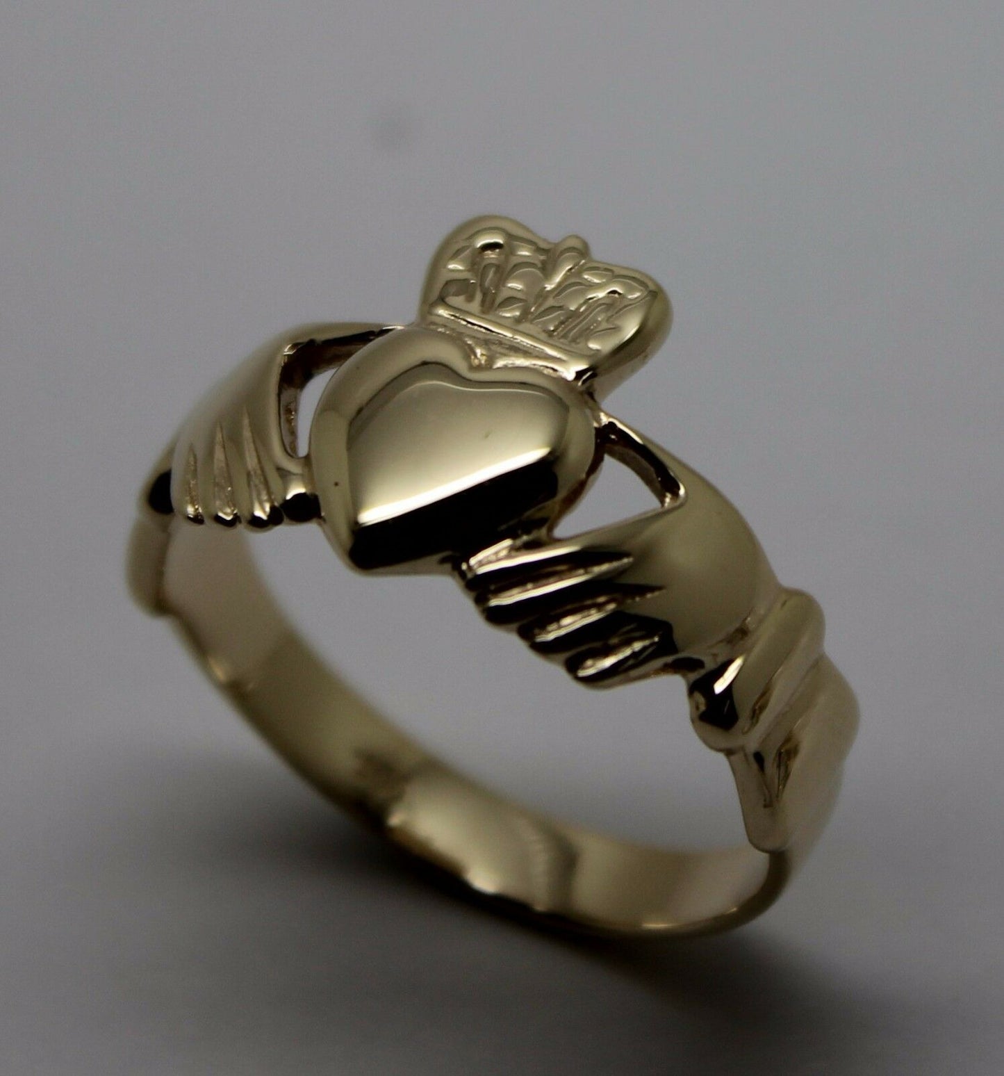 Genuine Solid 9ct 9kt Heavy Yellow, Rose or White Gold Extra Large Irish Claddagh Ring - Choose your size