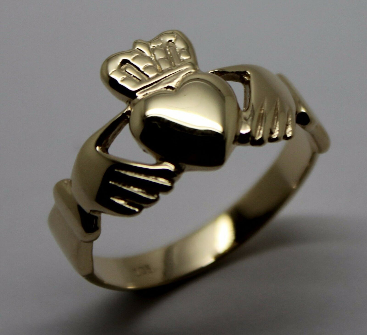 Genuine Solid 9ct 9kt Heavy Yellow, Rose or White Gold Extra Large Irish Claddagh Ring - Choose your size