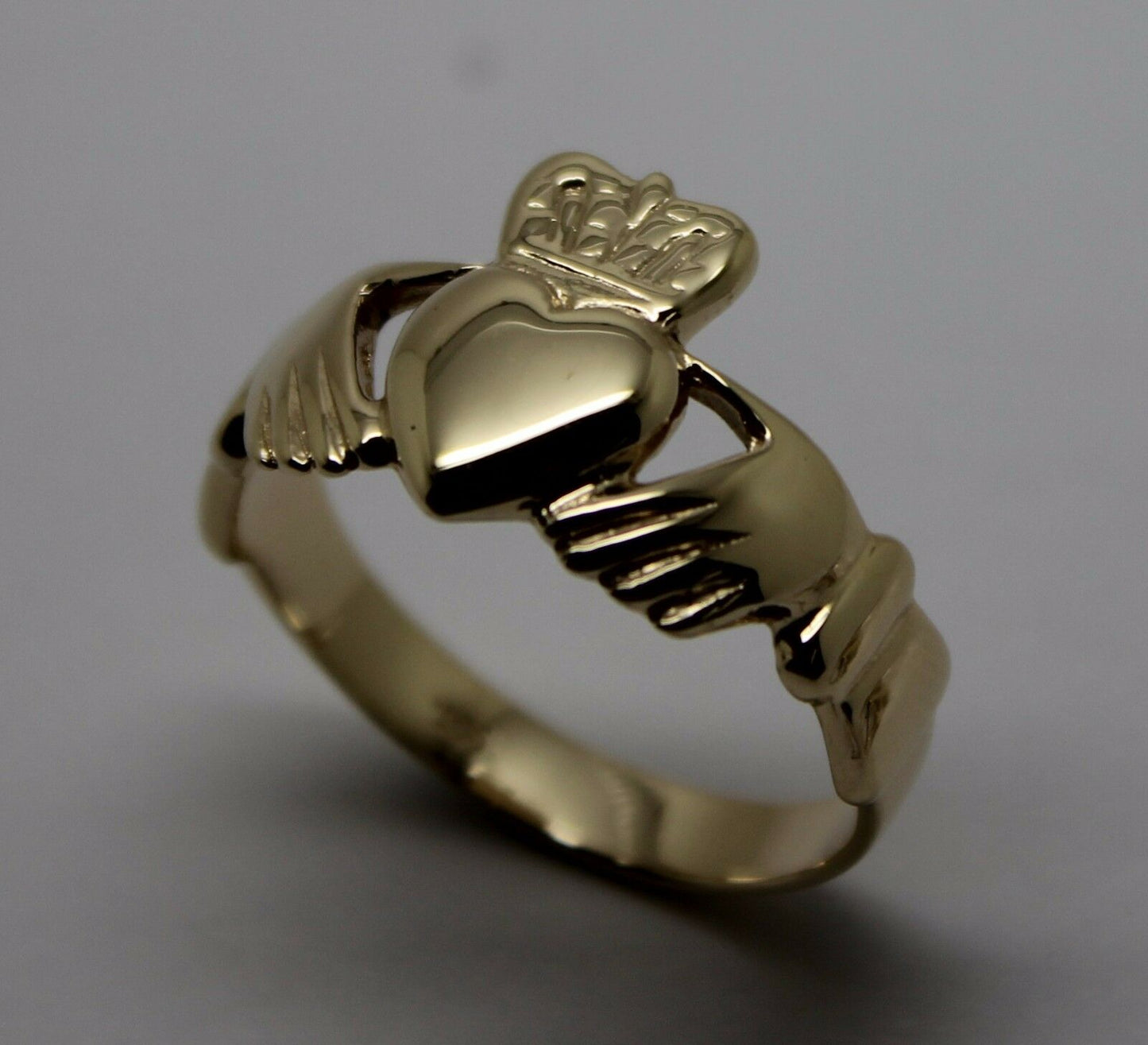Genuine Solid 9ct 9kt Heavy Yellow, Rose or White Gold Extra Large Irish Claddagh Ring - Choose your size