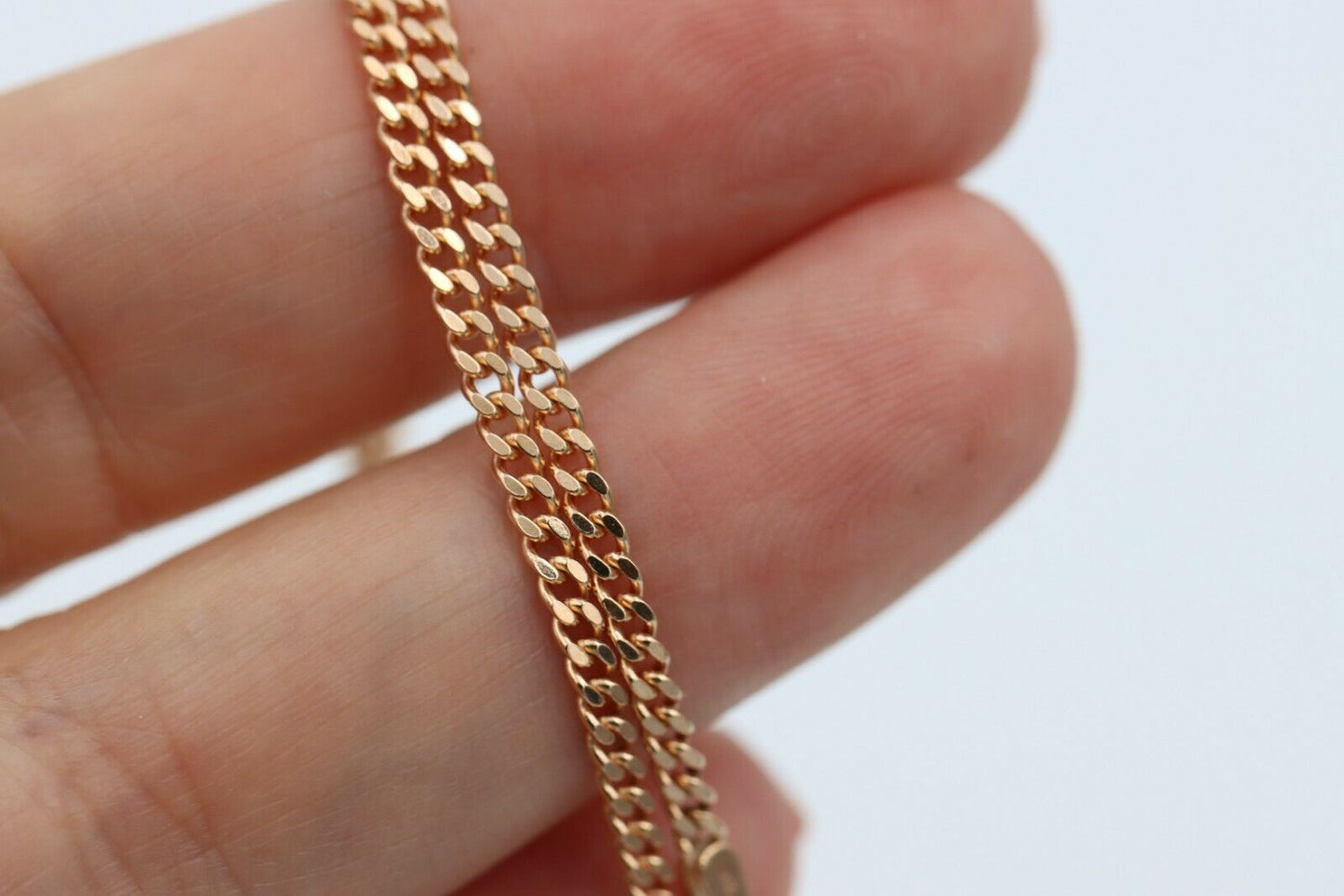 Genuine 9ct 9k 375 Rose Gold Kerb Curb Chain Necklace 45cm 3.9gms