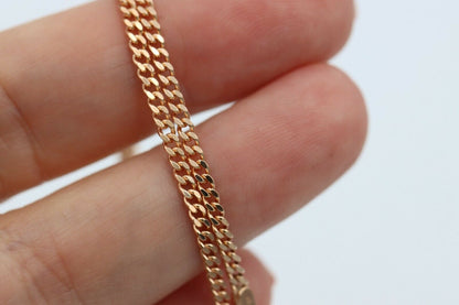 Genuine 9ct 9k 375 Rose Gold Kerb Curb Chain Necklace 45cm 3.9gms