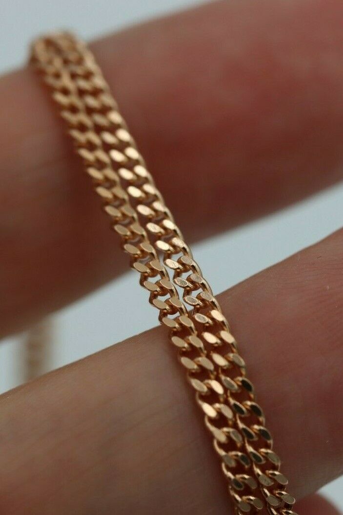 Genuine 9ct 9k 375 Rose Gold Kerb Curb Chain Necklace 45cm 3.9gms
