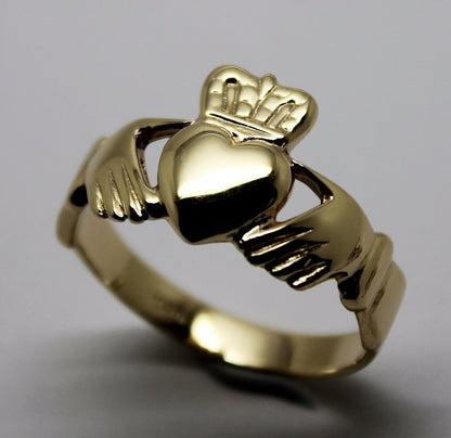 Genuine Solid 9ct 9kt Heavy Yellow, Rose or White Gold Extra Large Irish Claddagh Ring - Choose your size