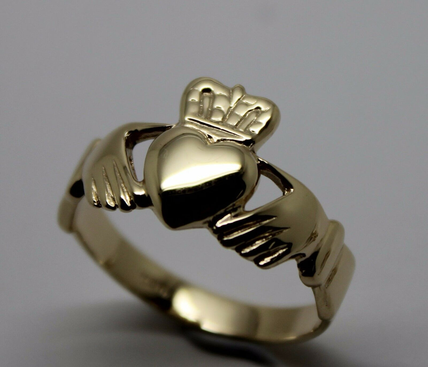 Genuine Solid 9ct 9kt Heavy Yellow, Rose or White Gold Extra Large Irish Claddagh Ring - Choose your size