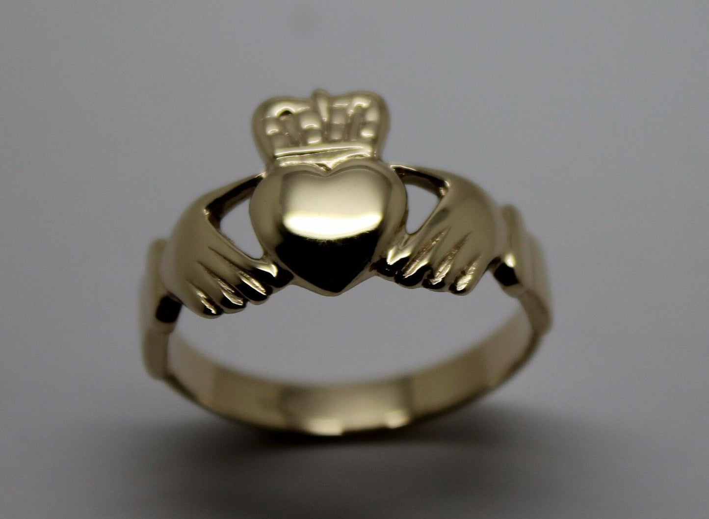 Genuine Solid 9ct 9kt Heavy Yellow, Rose or White Gold Extra Large Irish Claddagh Ring - Choose your size