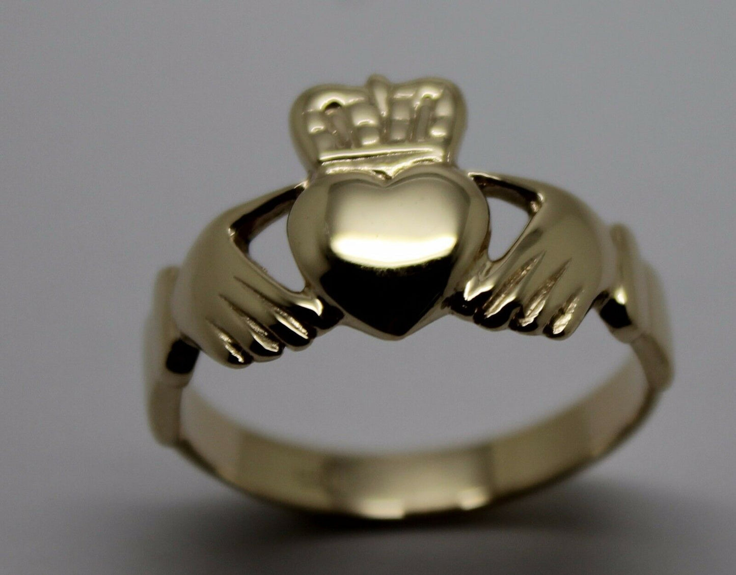 Genuine Solid 9ct 9kt Heavy Yellow, Rose or White Gold Extra Large Irish Claddagh Ring - Choose your size