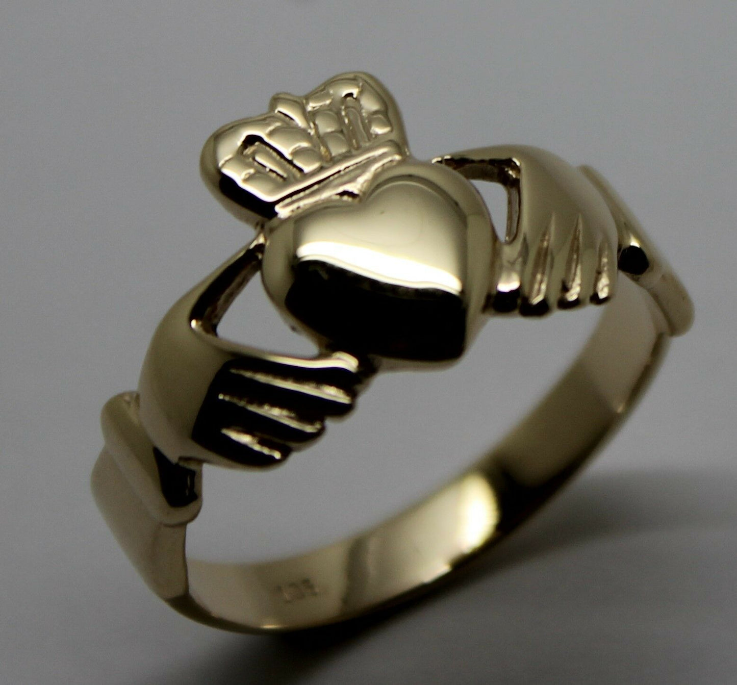 Genuine Solid 9ct 9kt Heavy Yellow, Rose or White Gold Extra Large Irish Claddagh Ring - Choose your size