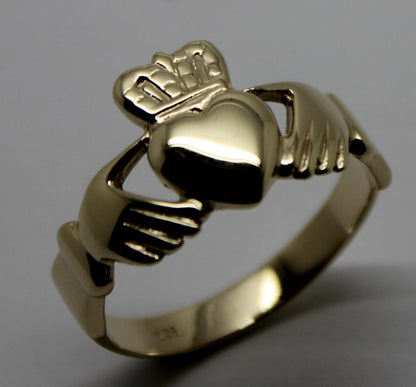 Genuine Solid 9ct 9kt Heavy Yellow, Rose or White Gold Extra Large Irish Claddagh Ring - Choose your size