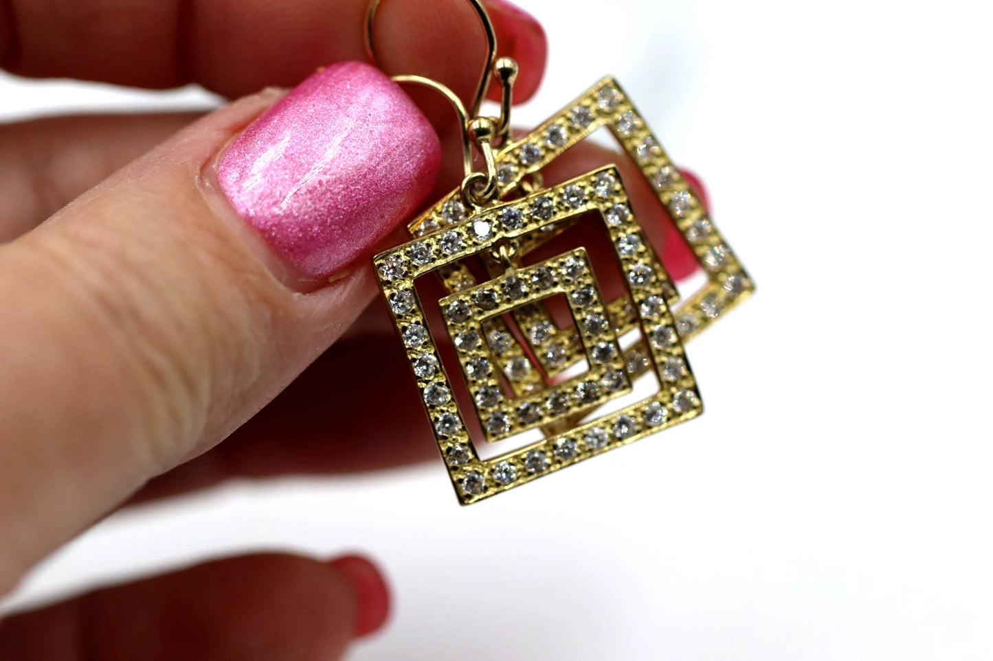 Kaedesigns 9ct 9k 375 Yellow Gold Square Hook Earrings