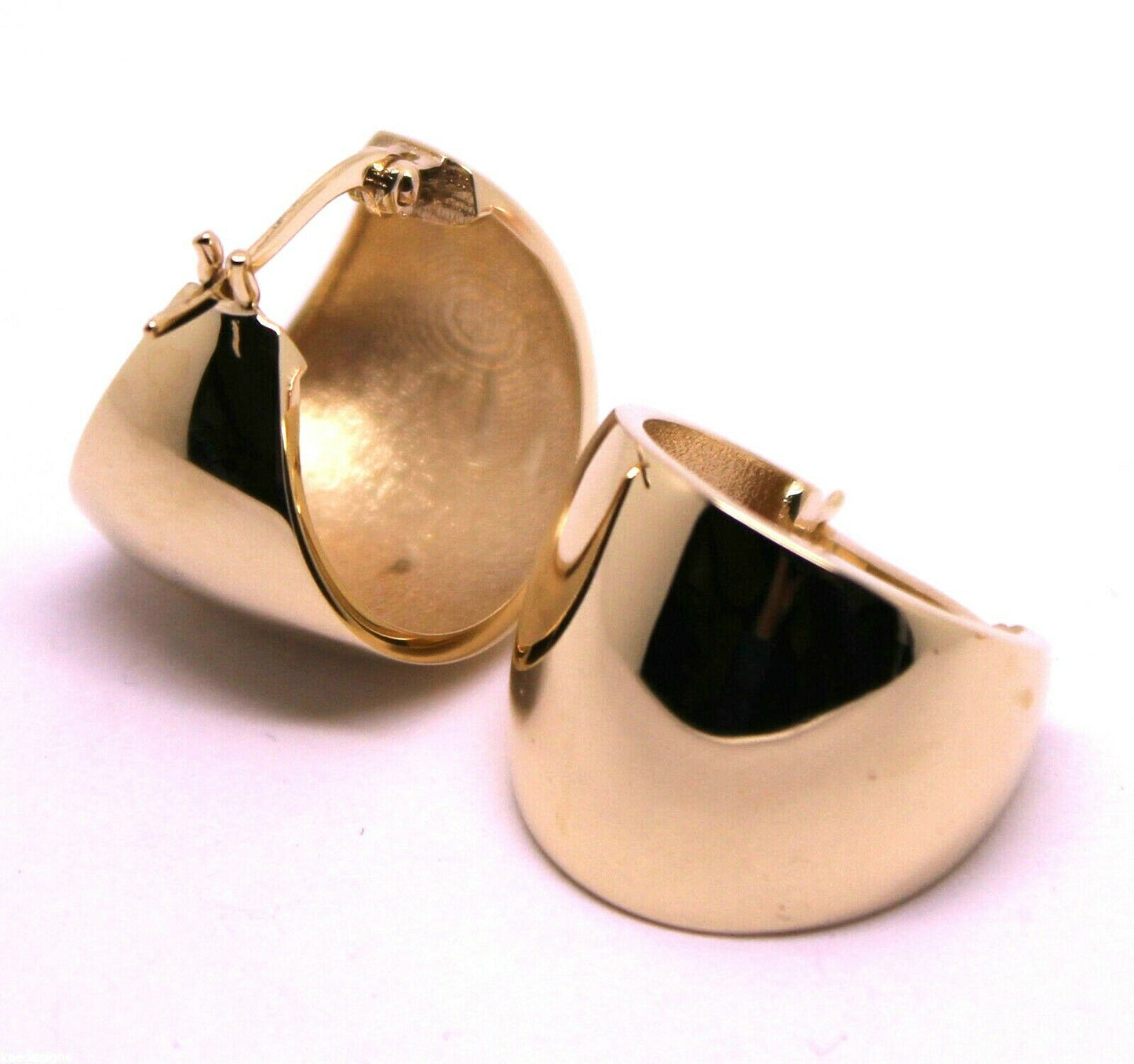 Genuine Heavy 9ct 9K 375 15mm Wide Yellow, Rose or White Gold Hoop Full Solid Earrings
