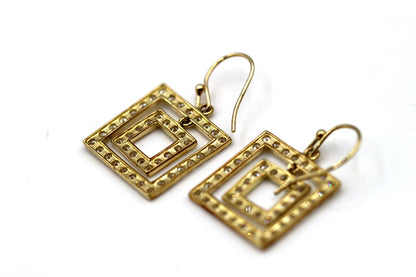 Kaedesigns 9ct 9k 375 Yellow Gold Square Hook Earrings