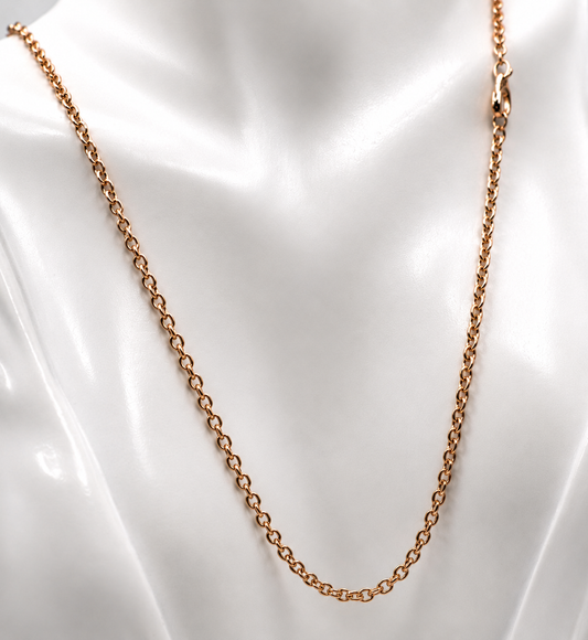 Genuine Solid Handmade 9ct 9K 375 Rose Gold  Cable 60cm Chain Necklace 9.4g
