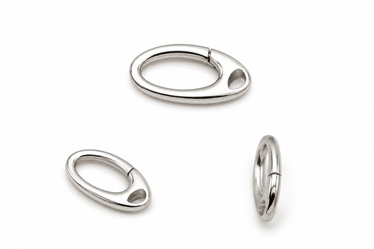Sterling Silver 925 Oval Spring Push Clip 6mm x 12mm