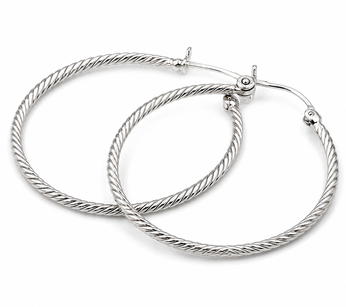 Genuine Sterling Silver 925 Large 40mm Twist Twisted Hoop Earrings