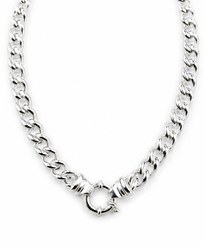 167g Solid Very Heavy Sterling Silver 925 Round Curb Bolt Ring Necklace Chain