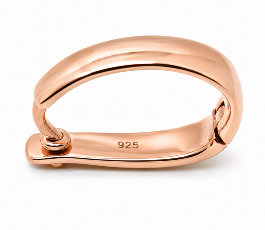 Sterling Silver 925 (rose gold plated) Plain Enhancer Bail Clasp size 13mmx9mm