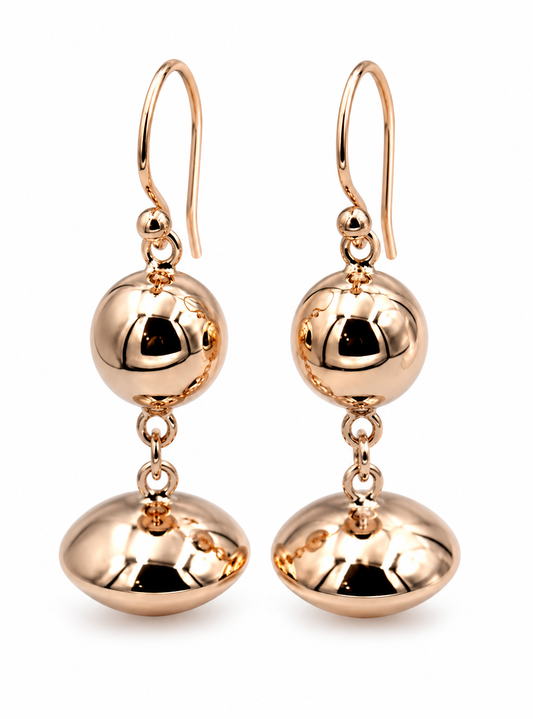 Genuine 9ct 9kt 375 Yellow, Rose or White Gold Heavy Fancy Ball Drop Earrings