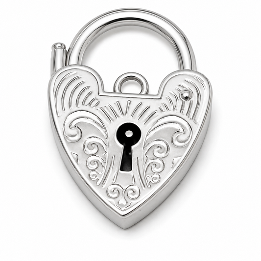 Genuine 13.5mm Sterling Silver 925 Engraved Heart Padlock Locket