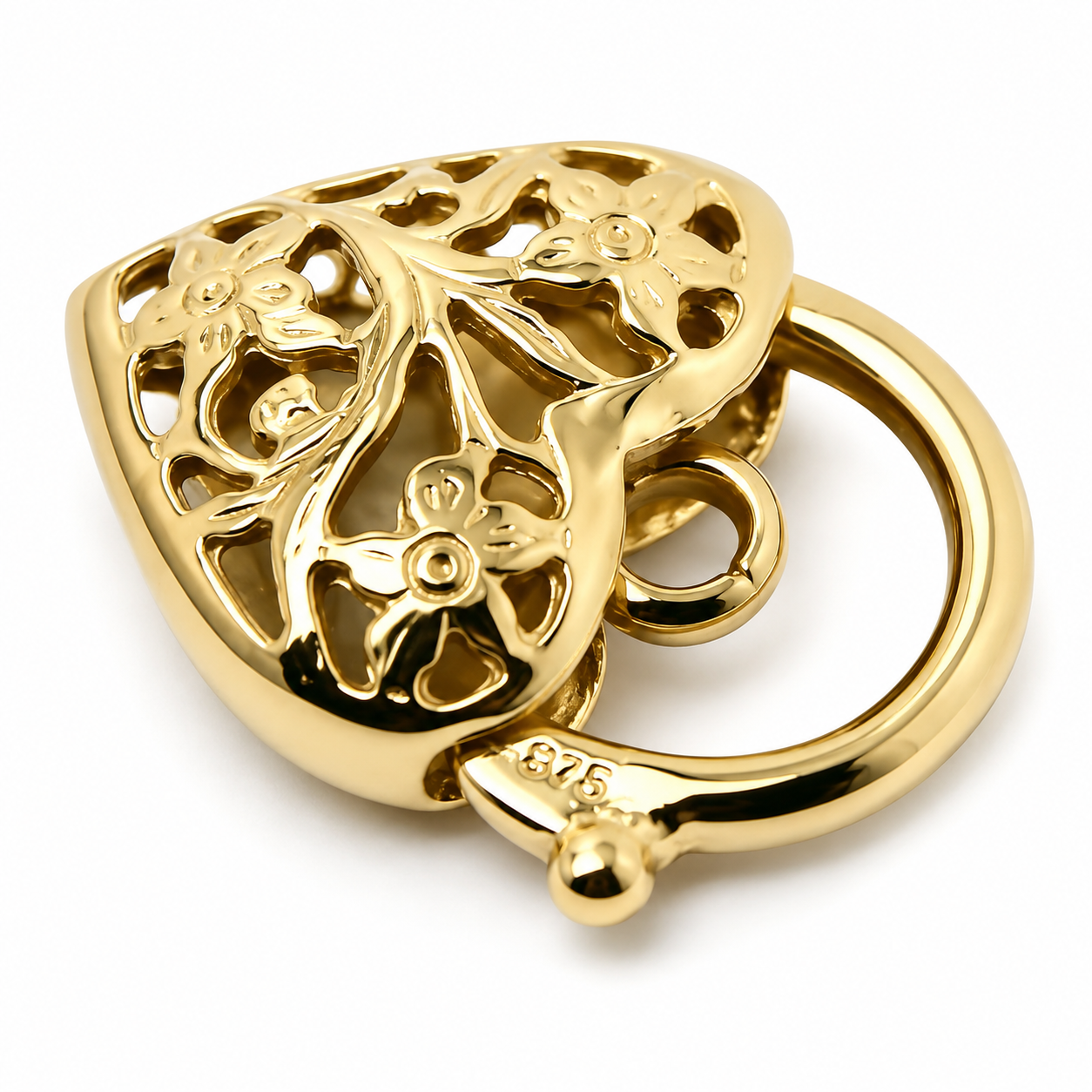 Kaedesigns Genuine 9ct 9K 375 15mm Yellow, Rose or White Gold Filigree Heart Pendant Padlock
