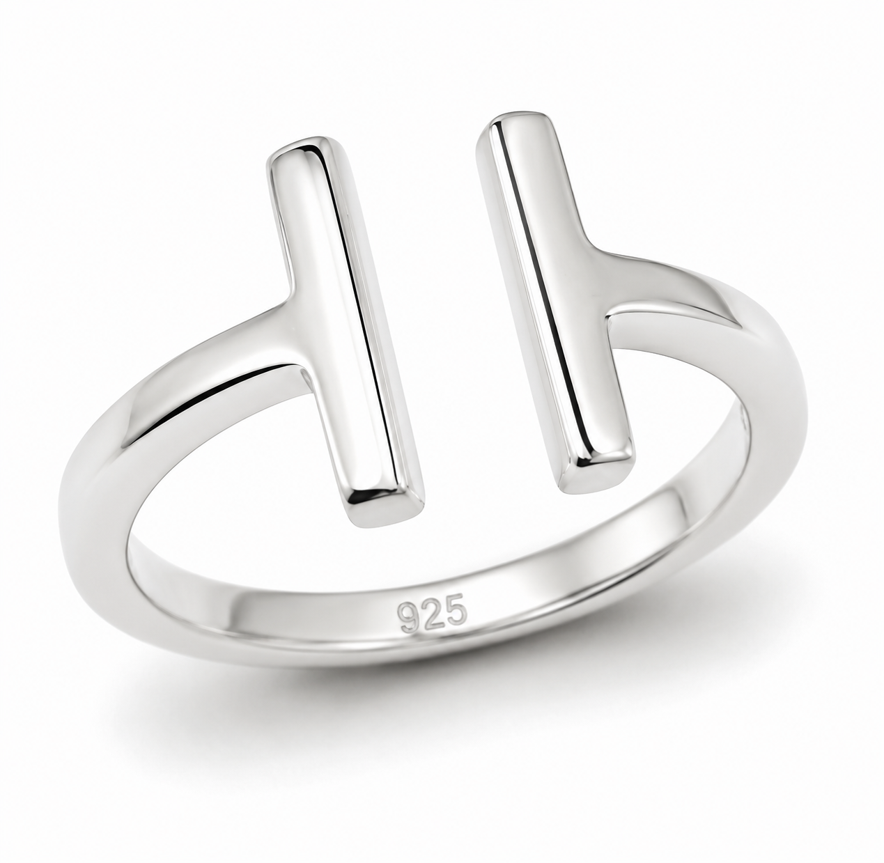 Kaedesigns Genuine 925 Sterling Silver Double Bar Open Band Ring - Choose your ring size H to P