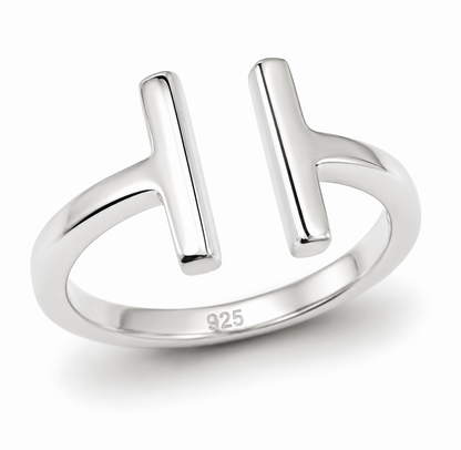 Kaedesigns Genuine 925 Sterling Silver Double Bar Open Band Ring - Choose your ring size H to P