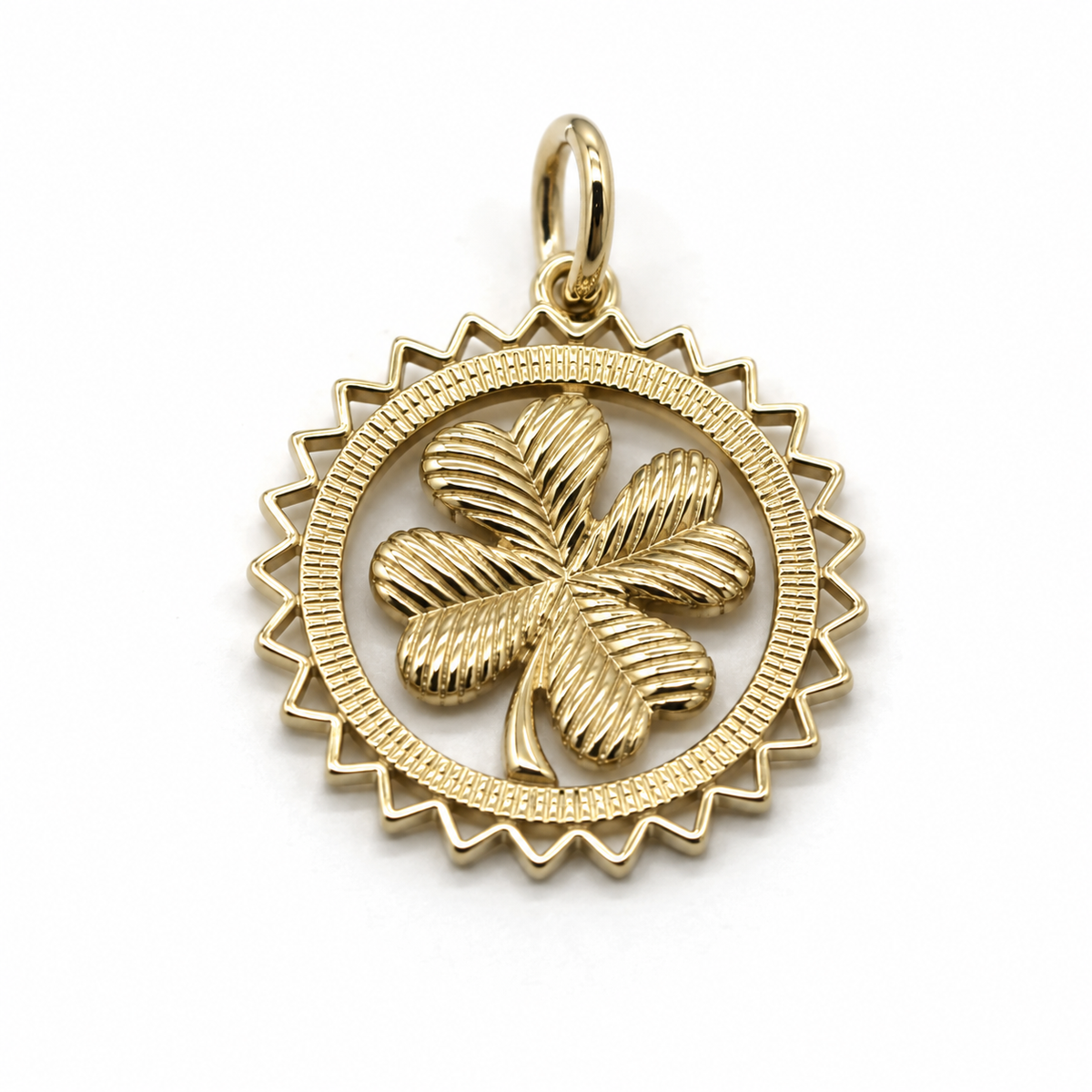 Genuine Sterling Silver 925 or Yellow or Rose Gold Plated Four Leaf Clover Pendant