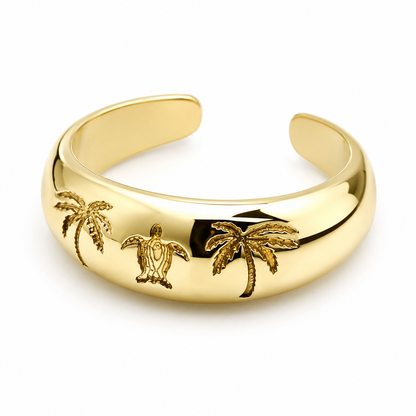 Kaedesigns Genuine Solid 9ct 9k 375 Yellow, Rose or White Gold Palms and Turtle Toe Ring