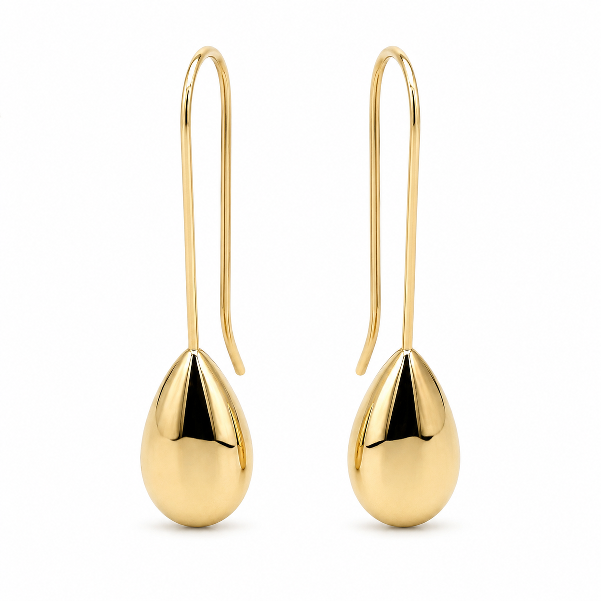 Genuine 9ct 9K 375 Yellow, Rose or White Gold Large Teardrop Tear Drop Long Hook Earrings
