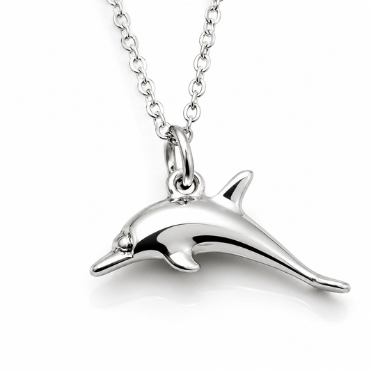 Sterling Silver 925 Dolphin Pendant Charm + 45cm Necklace Chain
