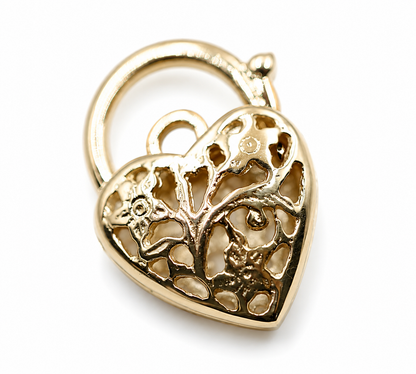 Kaedesigns Genuine 9ct 9K 375 15mm Yellow, Rose or White Gold Filigree Heart Pendant Padlock