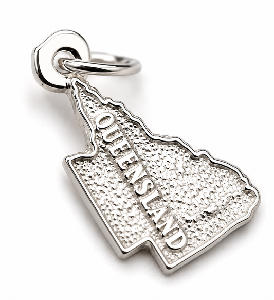 Sterling Silver 925 Map of Queensland QLD Charm Pendant