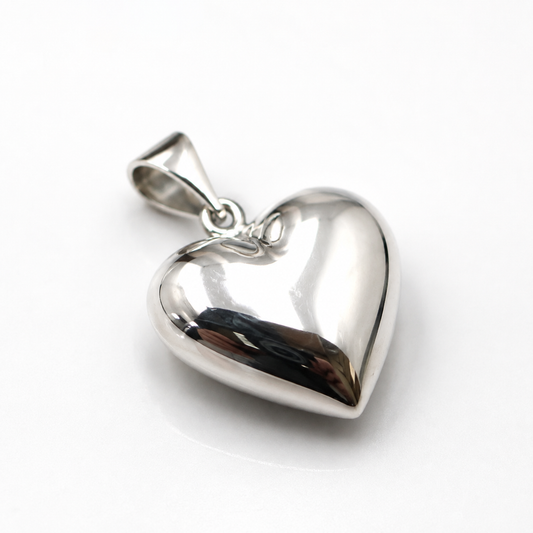 Genuine New Sterling Silver 925 Medium Puffy Bubble Heart Pendant