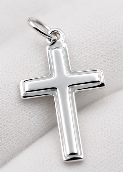 Genuine Sterling Silver 925 Solid Cross Pendant 23mm x 13mm