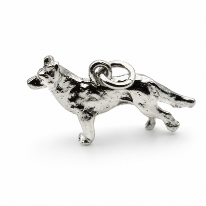 Sterling Silver 925 Large 3D Alsatian Dog German Shepherd Pendant