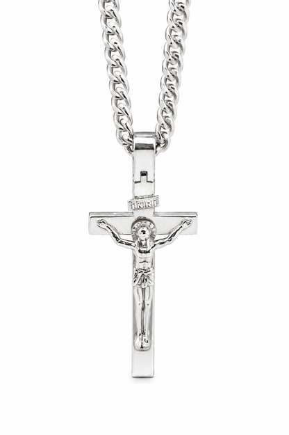 Genuine Sterling Silver 925 Full Solid Heavy Crucifix Cross Pendant + 60cm Necklace Chain