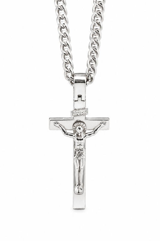 Genuine Sterling Silver 925 Full Solid Heavy Crucifix Cross Pendant + 60cm Necklace Chain
