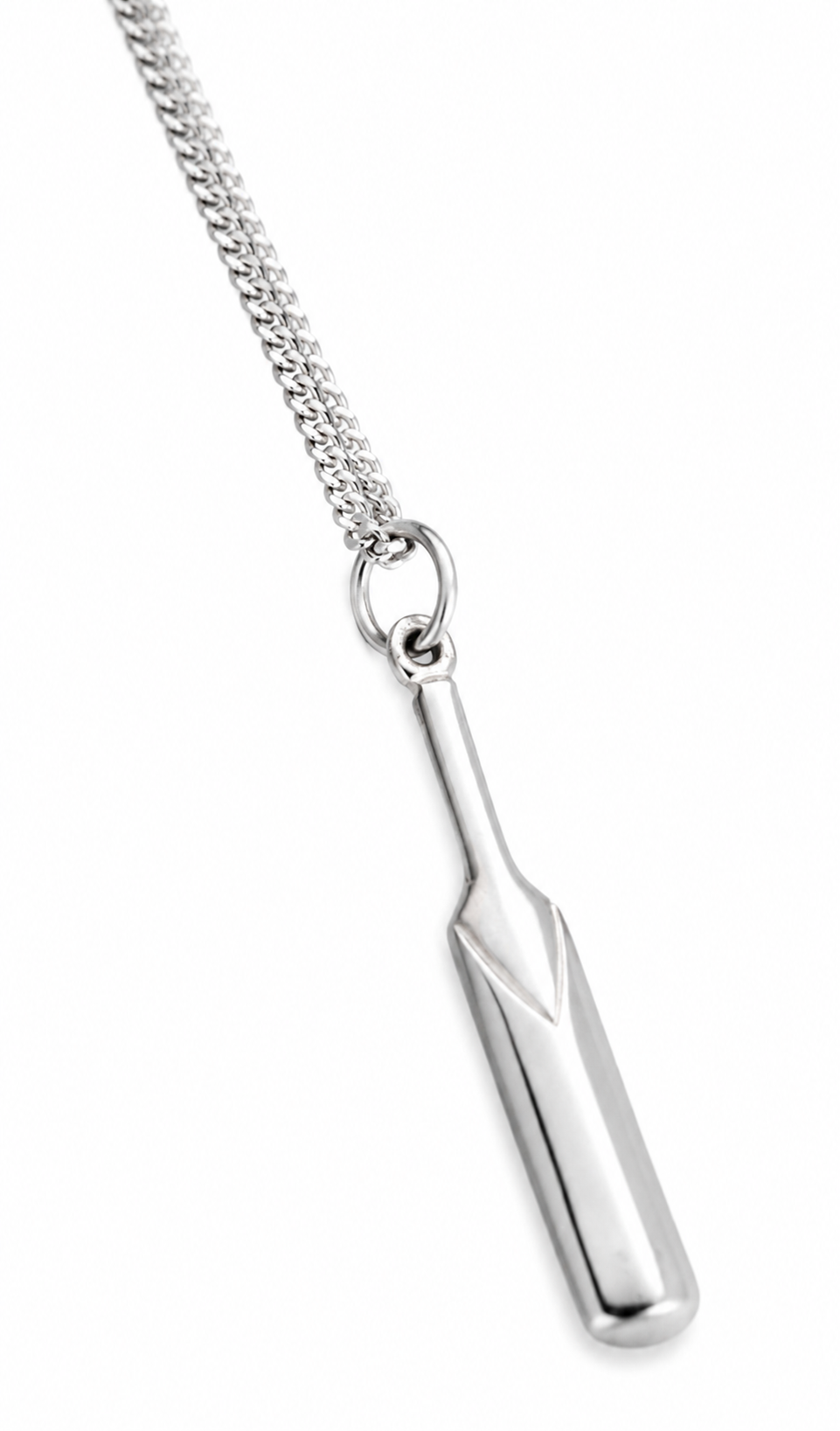 Sterling Silver 925 Solid Med-Large Size Cricket Bat Pendant Charm + 50cm Necklace Chain