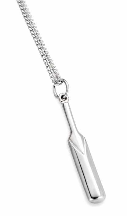 Sterling Silver 925 Solid Med-Large Size Cricket Bat Pendant Charm + 50cm Necklace Chain