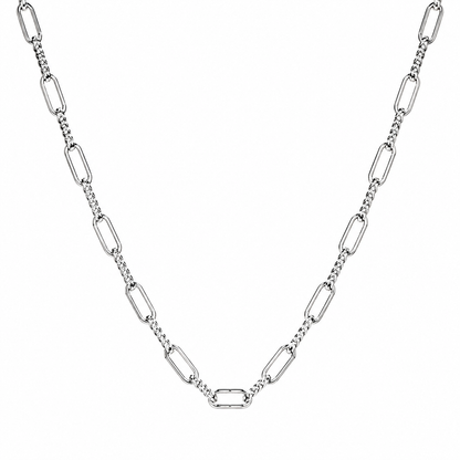 Sterling Silver 925 Fancy Paperclip Links Chain Necklace 48cm or 58cm