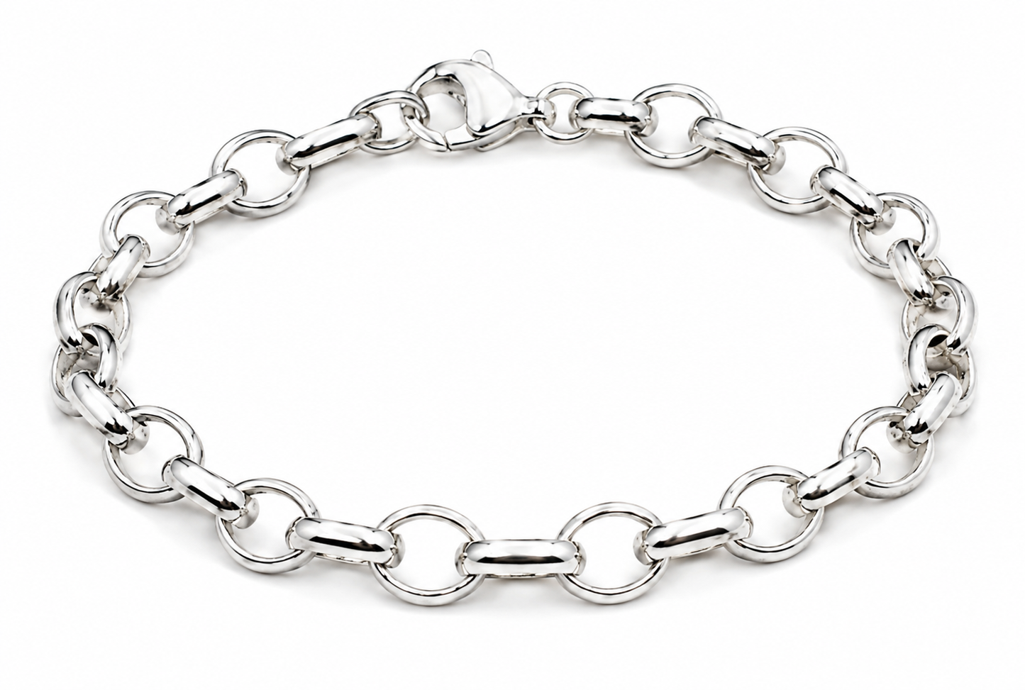 Sterling Silver 925 Oval Belcher Bracelet with Bolt Ring 20cm or 21cm
