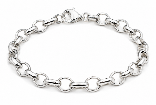 Sterling Silver 925 Oval Belcher Bracelet with Bolt Ring 20cm or 21cm