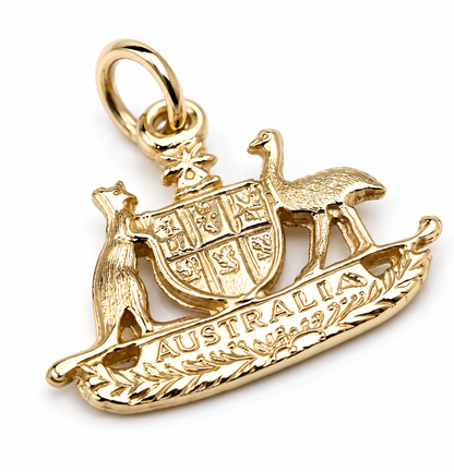 Kaedesigns, Genuine 9ct 9K 375 Yellow Gold Australian Coat of Arms Charm or Pendant