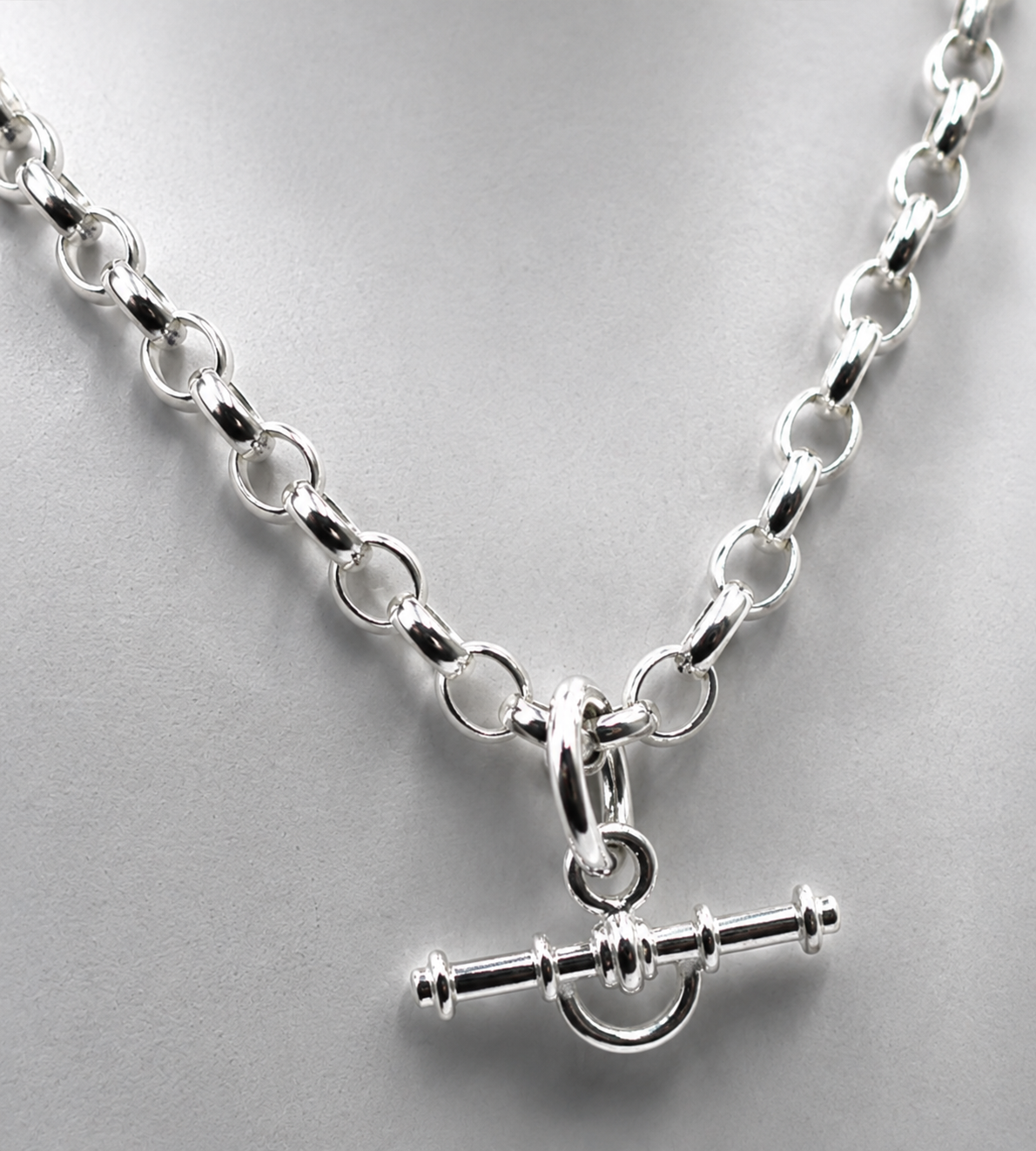 Sterling Silver 925 Belcher Fancy Oval Belcher Link FOB Chain Necklace