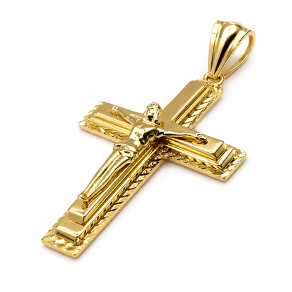 Genuine 18ct 18k 750 Yellow Gold Large Crucifix Cross Pendant