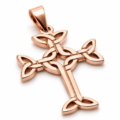 Genuine Small 9ct 9k 375 Yellow, Rose Or White Gold Celtic Cross Pendant